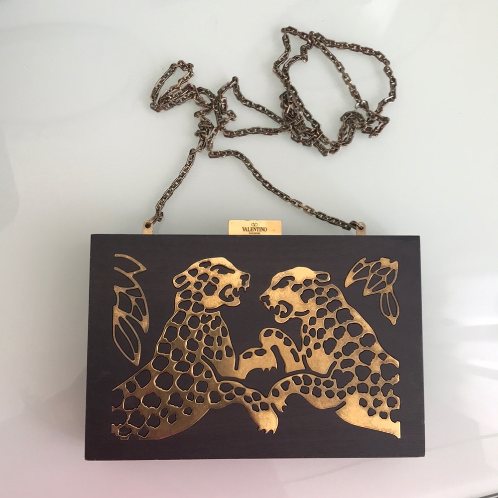 Valentino cheetah wood bag